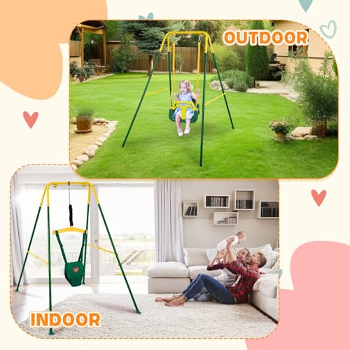Image of 4-in-1 Toddler Swing Set & Baby Jumper and Bouncer for Toddlers | Foldable Baby Swing Stand for Outdoor /Indoor Play, Easy to Assemble and Store for Ages 6 Months to 10 Years Old