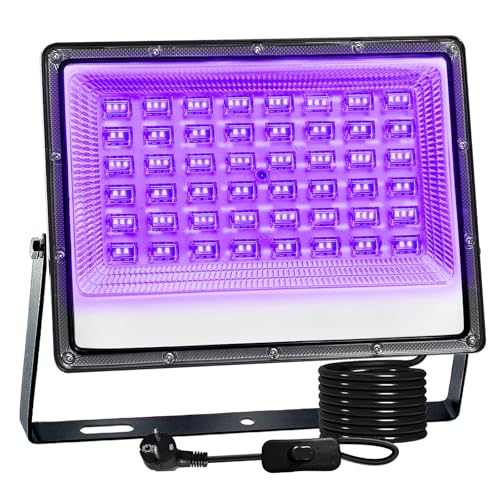 CREATESTAR Luz Negra Ultravioleta, 100W Foco de luz negra LED impermeable IP66 Luz UV, luces negras para iluminación de escenario, Bar Discoteca, fiesta luminosa, Halloween, Pinta Corporal