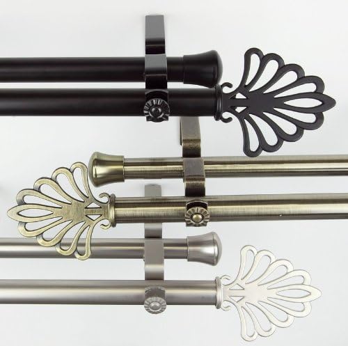 Modern Fan Double Curtain Rod and Hardware Set Size: 66" - 120" W, Finish: Satin Nickel