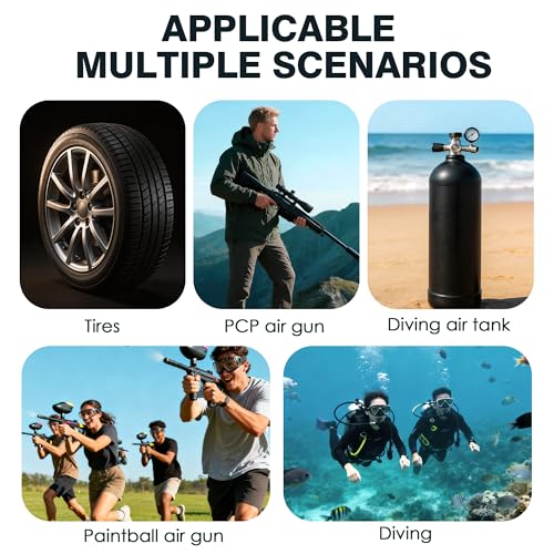 TUXING Sprężarka powietrza 4500Psi Pcp, mini podwójny cylinder wysokociśnieniowy do napełniania zbiornika do nurkowania, paintball - 110 V (TXEDM041)
