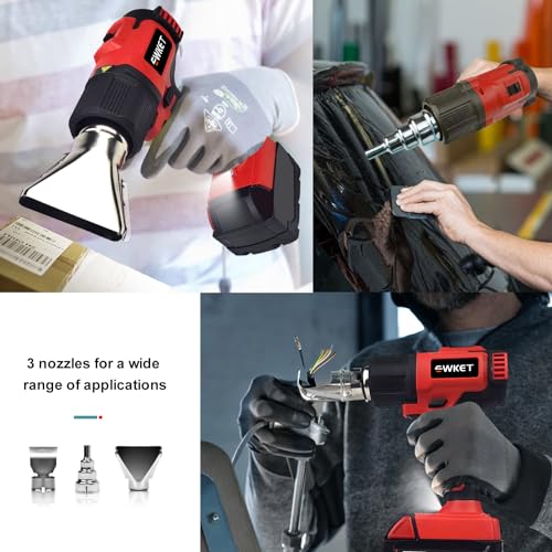 Ewket CORDLESS HEAT GUN For Milwaukee M18 18V Battery, Soldering Hot Air Gun 350W 572℉-932℉ 2-Temp Setting thumb #4