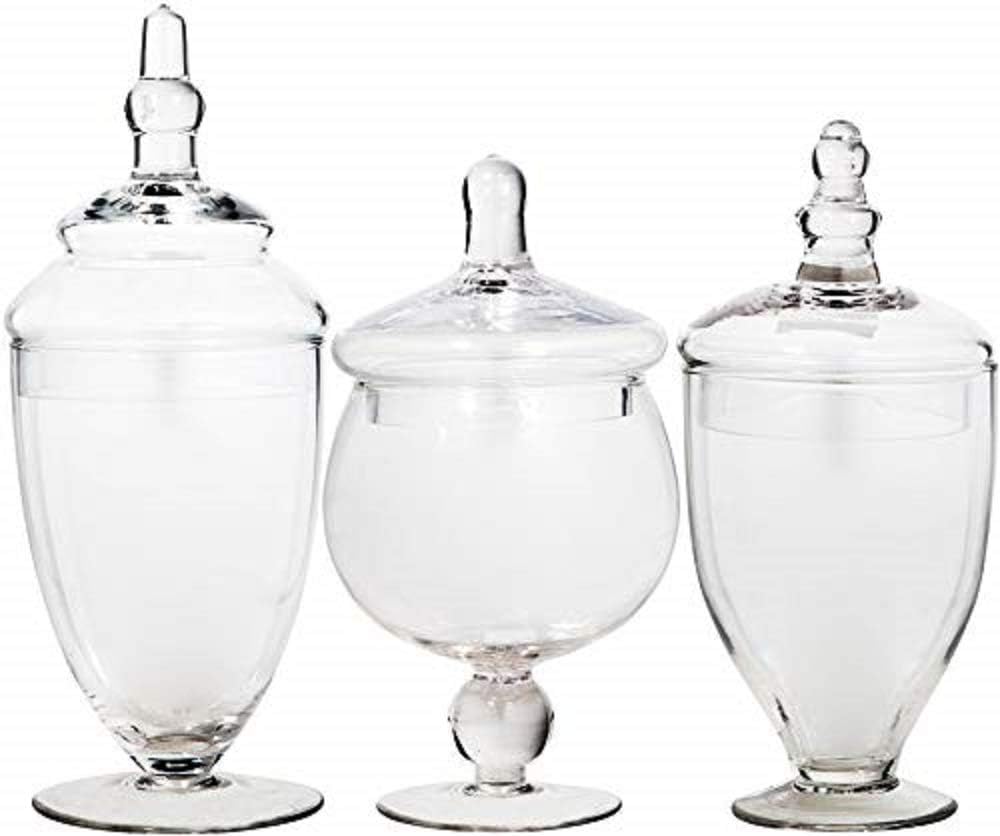 Classic Home Kit Set Of 3 Blue Glass Apothecary Jars
