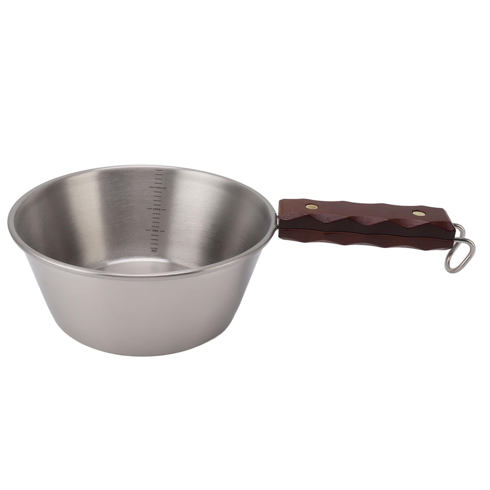 Poêle de camping inox 2000 ml avec poignée bois pour vos pique-niques