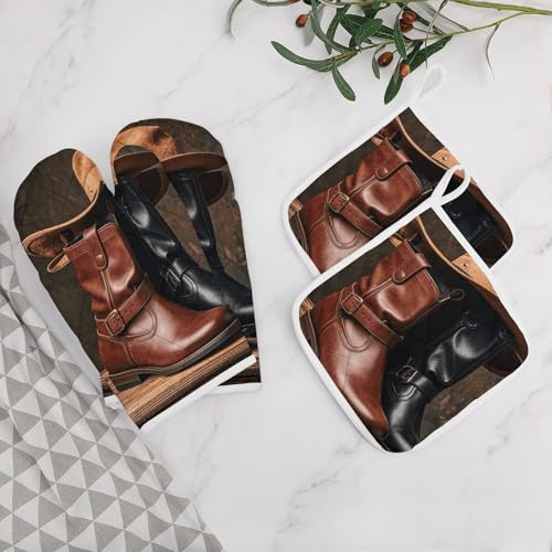 Gants de cuisine en cuir lot de 4 pour réussir vos barbecues et pâtisseries en famille