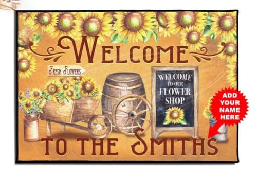 ���փ}�b�g �t�����[�V���b�v�ւ悤���� 50×80cm doormat Welcome to Our Flower Shop Flower