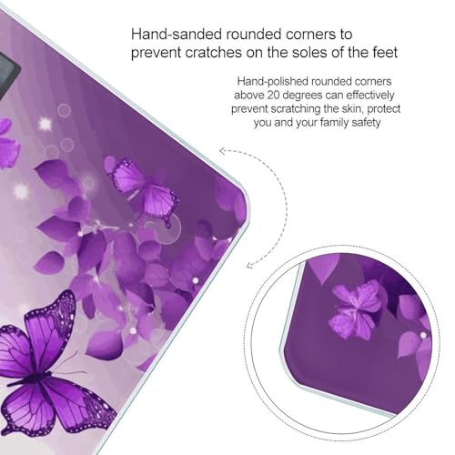 Báscula digital morada con pantalla LCD y vidrio templado miniatura 4