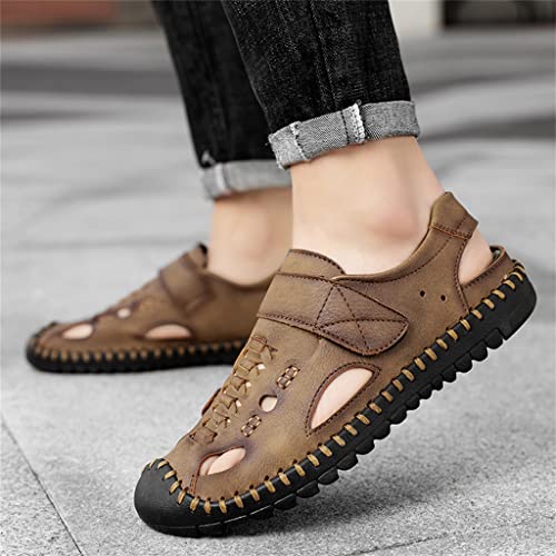 Men Genuine Leather Sandals Casual Shoes Men's Roman Beach Sandals Sandalias Big Size(45)2
