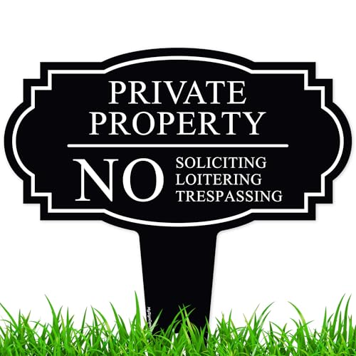 Private Property No Soliciting Liotering Trespassing Sign Inground 11x11 Inches Rust Free ACM Fade Resistant Made in USA by My Sign Center