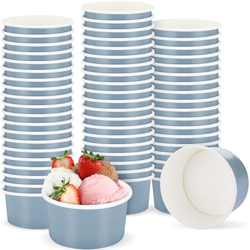 Image of Maxdot 60pcs 3oz Dessert Cups, Disposable Ice Cream Cups, Paper Frozen Yogurt Bowls, for Hot and Cold Foods, Suitable for Gelato or Mousse(Gray blue)