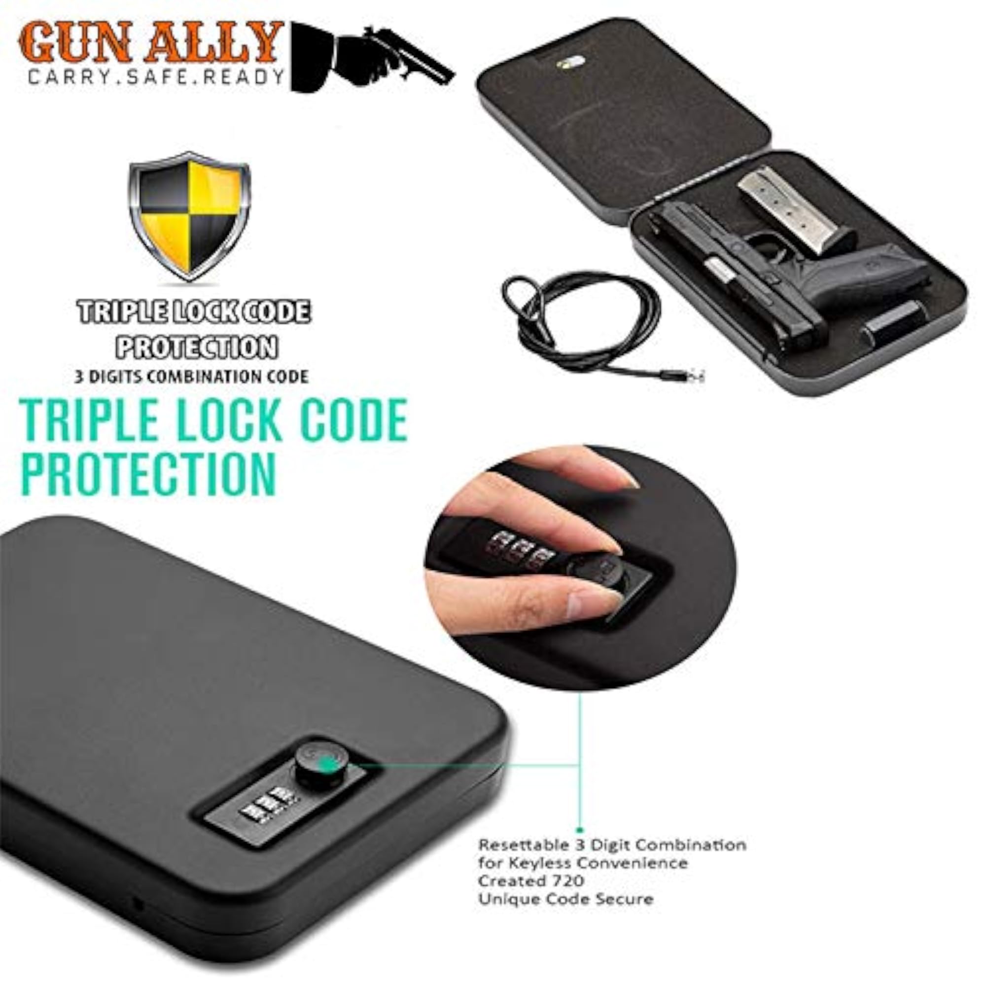 Portable Combination Lock Box for Car/Office/Home