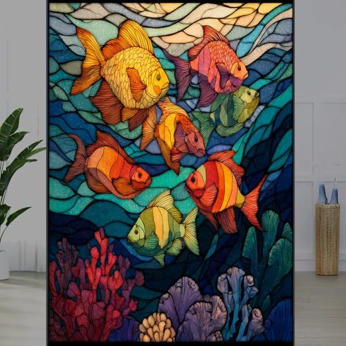 Vinilo Decorativo para Ventana Tropical Coral Landscape 15.7x23.6 pulg miniatura 5