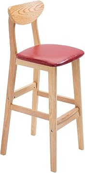 MIXXON 28 Inch Counter Bar Height Stools with Back, Solid Wood High Stool, Bar Chair for Dining Room Coffee House Rustic Bar,Red [Energy Class A]