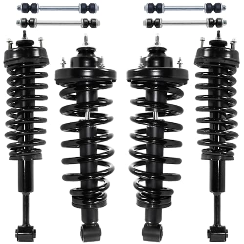 Image of Detroit Axle - 8pc Front Rear Suspension Kit for Ford 2007-2010 Explorer Sport Trac, 4 Quick Complete Struts with Coil Spring 4 Sway Bar End Links 2008 2009 Replacement