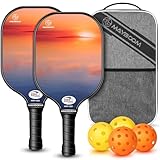 Pickleball Paddles Set of 2 or 4, USAPA Approved Pickleball Set with 4 Pickleball Balls and Pickleball Bag, Fiberglass Pickle Ball Rackets 2 Pack for Beginner(Meteor)