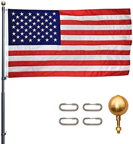 Titan Telescoping Flag Poles, 25ft Dark Bronze - Made in the USA Heavy Duty Flag Pole Kit with Anodized Aluminum Telescoping Flag Pole, 4 x 6 American Flag, Hardware for 2 Flags, Assembly Instructions
