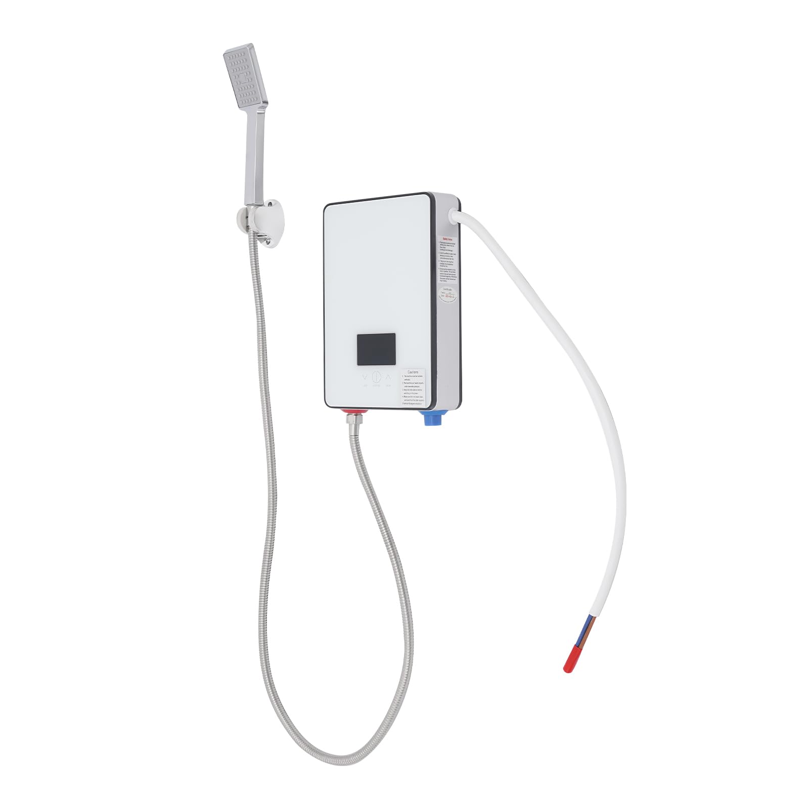 Calentador de agua eléctrico de 6,5 kW con indicador de temperatura LED y juego de ducha, calentador de agua instantáneo, sin presión, pequeño calentador de agua sin presión, control táctil