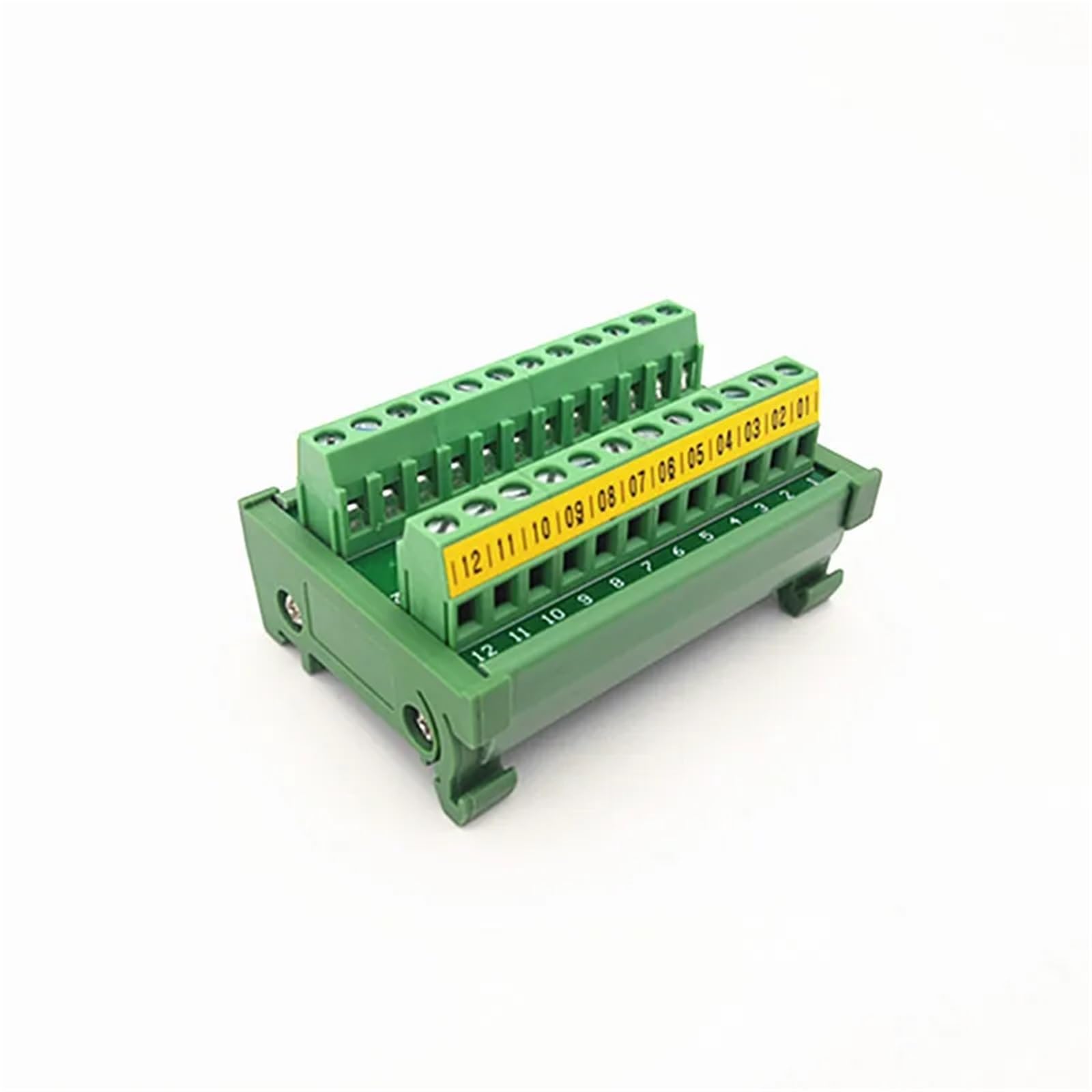 Module de distribution de bornier à vis à 12 positions 24A/400V à montage sur rail DIN 1 pièce.
