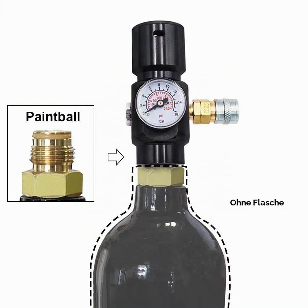 HPA Paintball Pressure Regulator with G1/2-14 Thread,Input 1500 PSI, Output 0-130 PSI, Suit for Pneumatic Air Tools