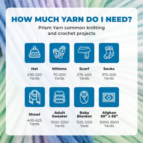 Image of Mary Maxim Prism Yarn, Acrylic Multicolor DK Yarn, 290 Yards, Rain Shower | Ombre Yarn, 3 Weight, Machine Wash, For Knitting and Crochet, Create Baby Items, Blankets, Afghans, Clothing Variegated Yarn