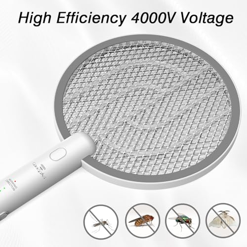 Image of Bug Zapper Racket, 2 in 1 Mode Fly Swatter USB Rechargeable, 4000V Electric Fly Zapper with 3 Layer Safety Mesh,Electric Racket for Kitchen, Home, Garden and Outdoors