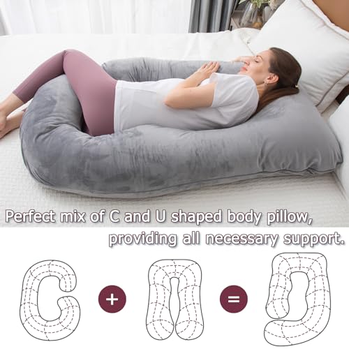 Moon Pine NEWU-GREY Pregnancy Pillow, U Shaped Full Body Pillow For Maternity Support thumb #2