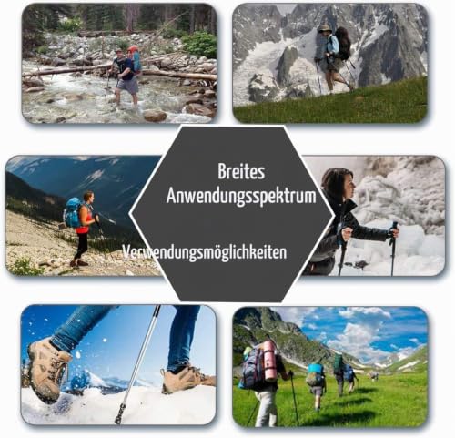 ANGNYA 2 Stück Trekkingstöcke Wanderstöcke mit Antischock-System teleskopierbar, zusammenklappbar… – Ansicht 5