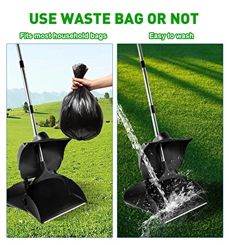 Pooper Scooper Swivel Bin & Rake Kit With 30 Waste Bags, 36" Long Handle Adjustable Dog Pooper Scooper For Large Medium Small Dogs, Portable Poop Scooper For Yard Lawn Outdoor, Easy To Clean Pet Waste #TOP4