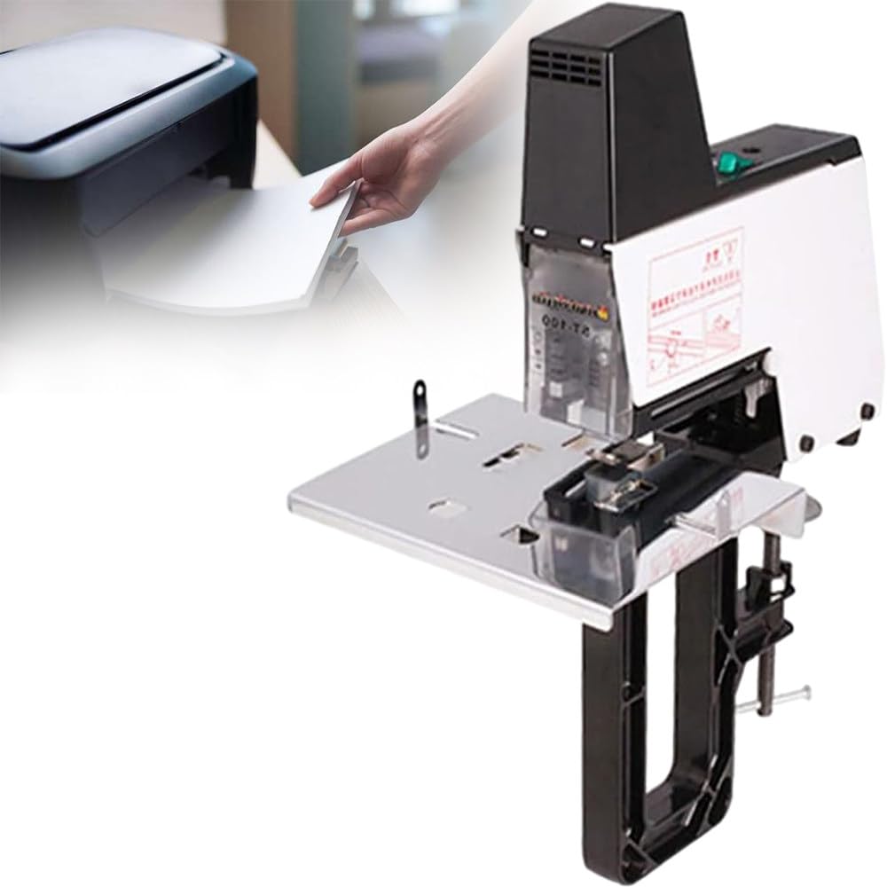 Grapadora automática eléctrica de 220V/110V máquina encuadernadora de Silla de Montar Plana - máquina de encuadernación de Libros Grapadora de Silla de Montar 2-30 Hojas, 220V/50Hz
