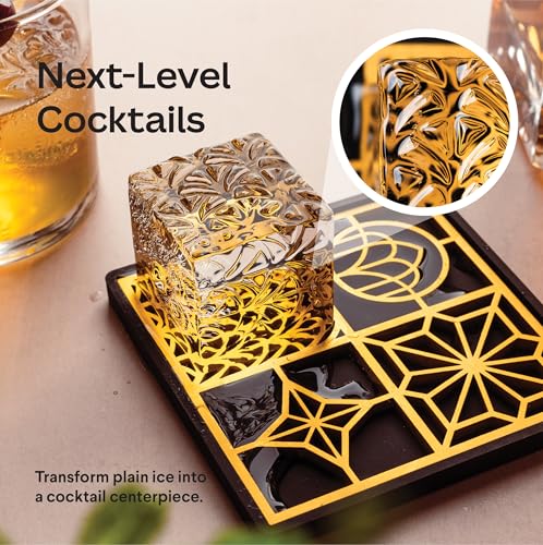 Whiskey Cocktail Kit | Cool Bar Accessories Including Engraving Ice Cube and Mold to Make Unique Gifts for Dad and Mixologist Using Old Fashioned Mixology Tool Set