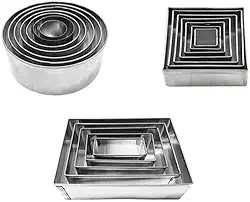 Jogo Cortador Redondo + Quadrado + Retangular Para Massa em Inox