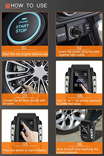 image for sanyi Air Compressor Car Tire Inflator DC 12V Auto Tire Pump with LED 