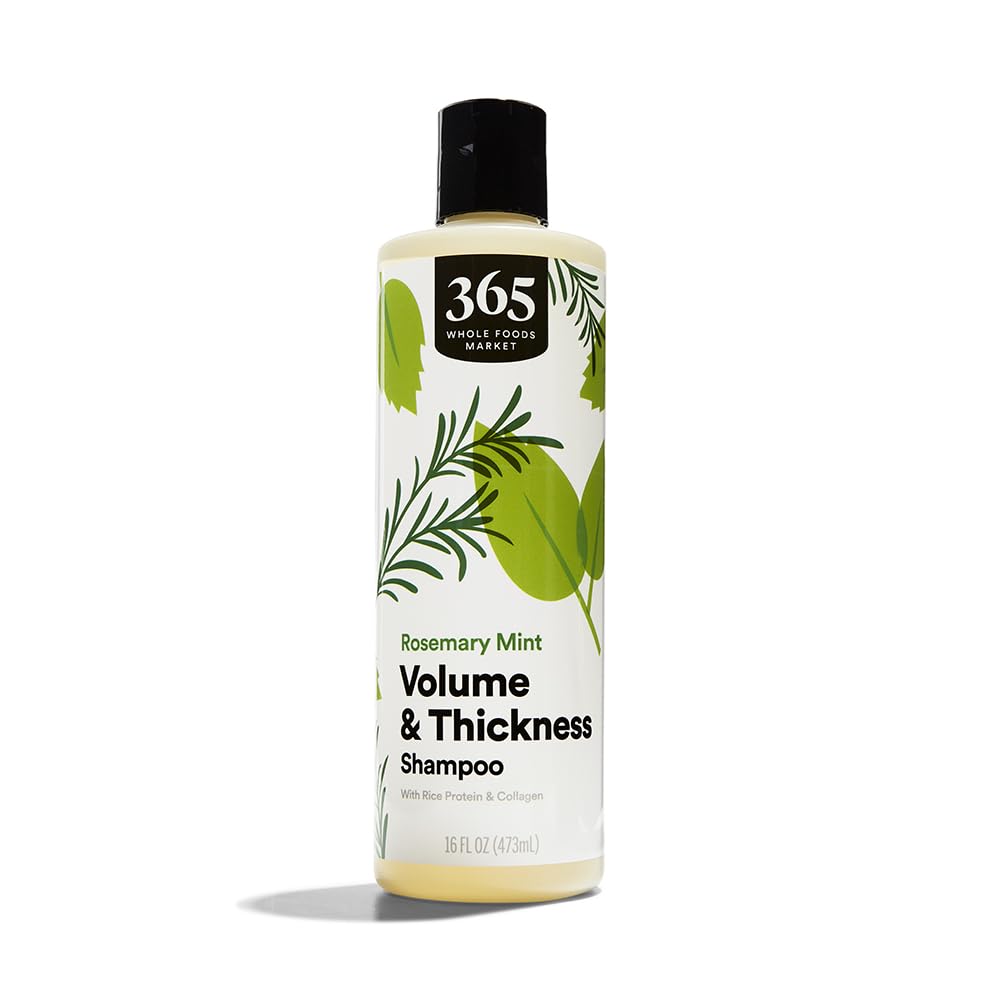 365 by Whole Foods Market, Volume & Thickness Shampoo with Rice Protein & Collagen, Rosemary Mint Scent, 16 Fl Oz