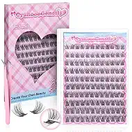 Wispy Natural Look Self Adhesive Eyelashes 120Pcs C-Curly 10-16mm Pre Glued Cluster Lashes Reusable No Residue Quick to Wear Comfortable Stronger Hold DIY Individual Press on Lashes with Tweezers