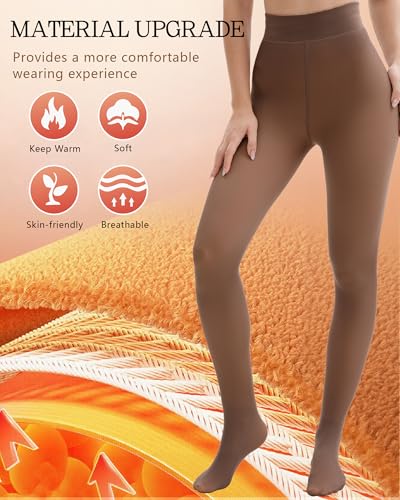 Image of Bebila Fleece Lined Tights Women, Fake Translucent Warm Tights for Winter Sheer Pantyhose Thermal Leggings