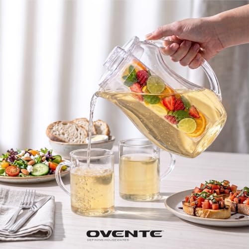 Image of OVENTE Fruit Infusion Water Pitcher 2.5 Liters, Clear PIA0852C | With Removable Lid, Infuser Rod and Ice Rod, BPA-Free, Shatterproof Acrylic Beverage Jug for Flavor-Infused Drinks & More