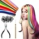 BOULESENM 50 Stück Bunte Haarsträhnen Kinder, Extension Bunt, Bunte Haarverlängerungs Set, Clip Extension Bunt, Haarteil Zange Häkchen mit 150 Perlen Ponytail Braids Clip