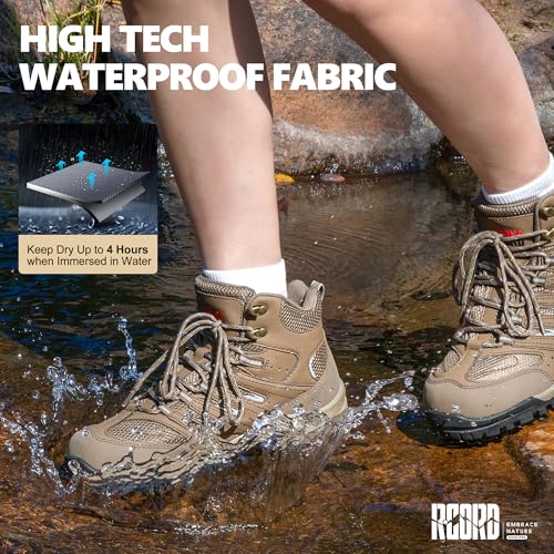 Image of R CORD Womens Hiking Boots Waterproof Slip-Resistant Cushioned Support Durable for Hiking, Travel, Rainy Days, Camping, and Outdoor Adventures
