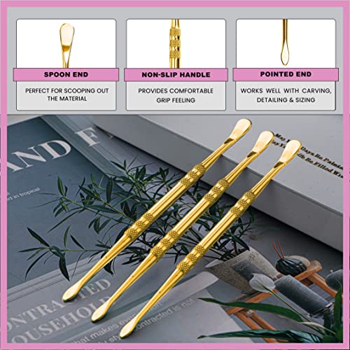 Artizona Wax Carving Tools Pack Of 3 - Heat Resistant Stainless Steel Gold Wax Carving Tools Perfect For Modeling, Scraping, Shaping & Forming - 4.80 Inches (Gold) #TOP2