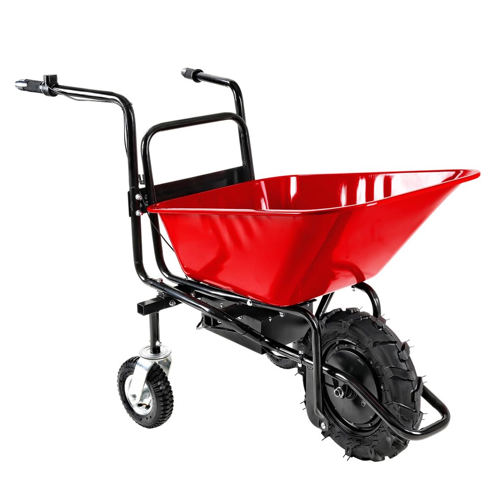 Electric Wheelbarrow Cart,Garden Cart Heavy Duty Wagon Dump Cart,24V 250W Brushless Motor Powered Cart,330LBS Capacity 2.6 Cu.Ft Load,12V 12Ah Batteries,All-Terrain Steel Frame Garden Wagon