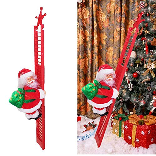 Innolites Climbing Ladder Santa, Christmas Electric Climbing Santa Claus Doll Christmas Decoration with Music, Hanging Xmas Ornament Toys for Christmas Tree Ornament