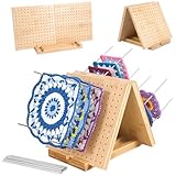 Crochet Blocking Board with Pegs & Accessories - 15.5x7.7 inch Knitting Board for Granny Square, Perfect Gift for Grandma & Mom, Complete Crochet Tool Kit.