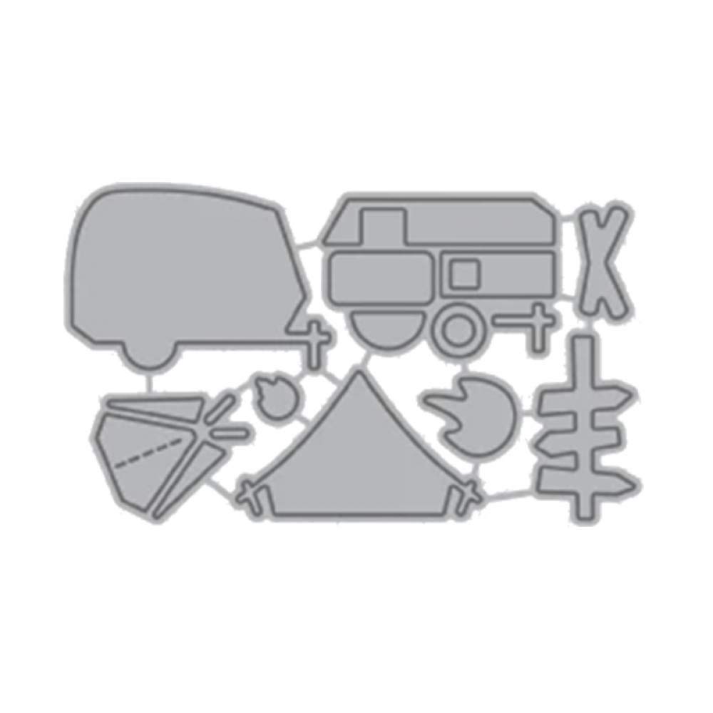 Camping Cars Fires Dies for Card Making Tents Metal Cutting Dies for DIY Scrapbooking Paper Crafting Embossing Stencil Die Cuts Punch Template Mould Handmade Crafts Scrapbook Photo Album Decor