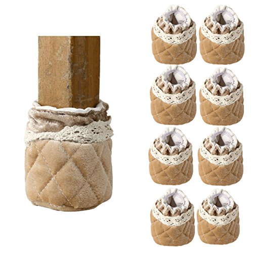Mogoko 8 x Stuhlbeinsocke Möbel Socken Wollsocken Hocker Fessel Tabellen Cotton Caps Anti-Rutsch Fußboden Schutz Stuhl Bein Bodenschutzmatten Floor Protector Verdickt Fußboden Schutz (Beige) Cover