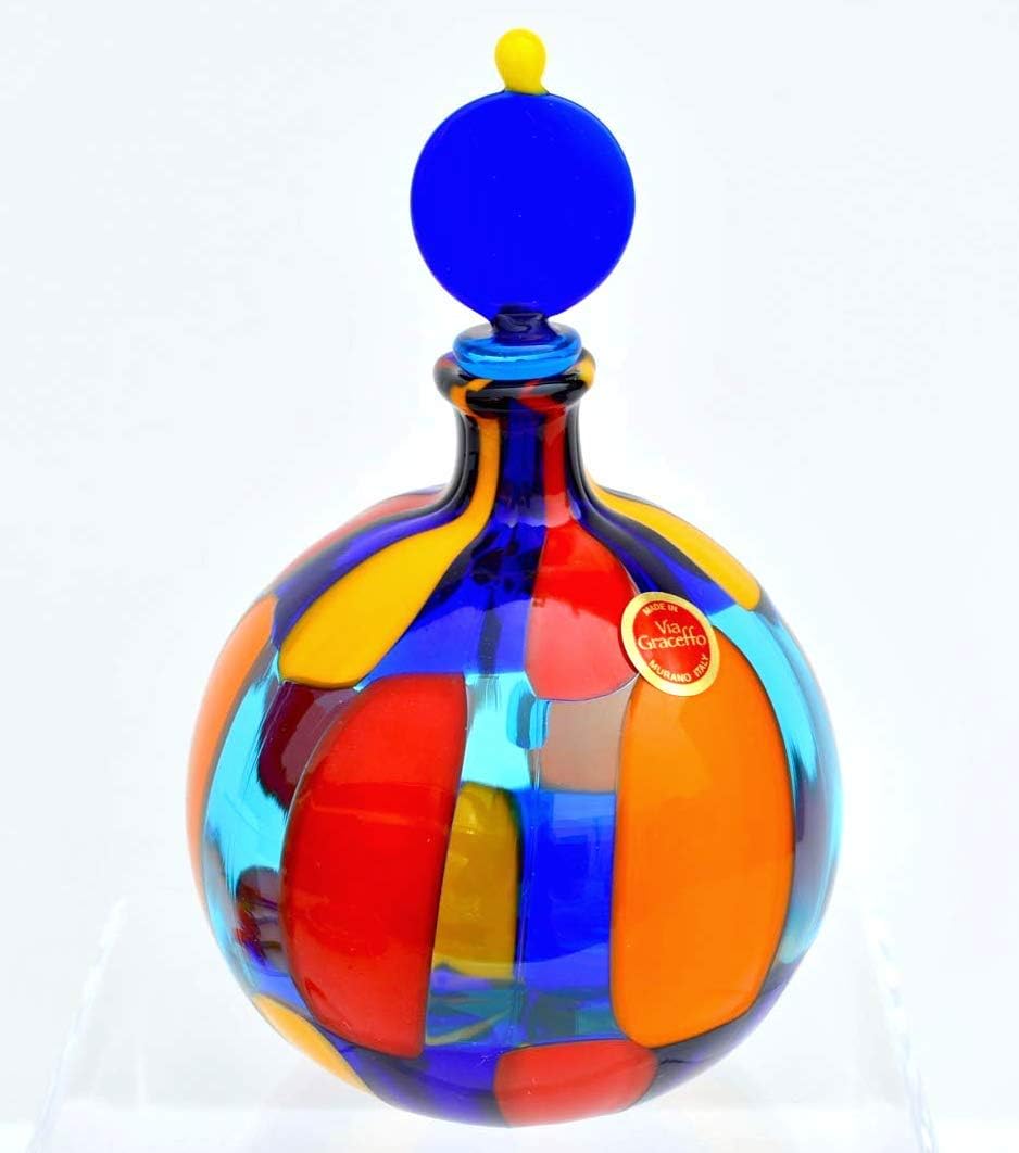 Murano Glass MyItalianDecor Authentic Handblown Perfume bottle, Pazzia Large Round