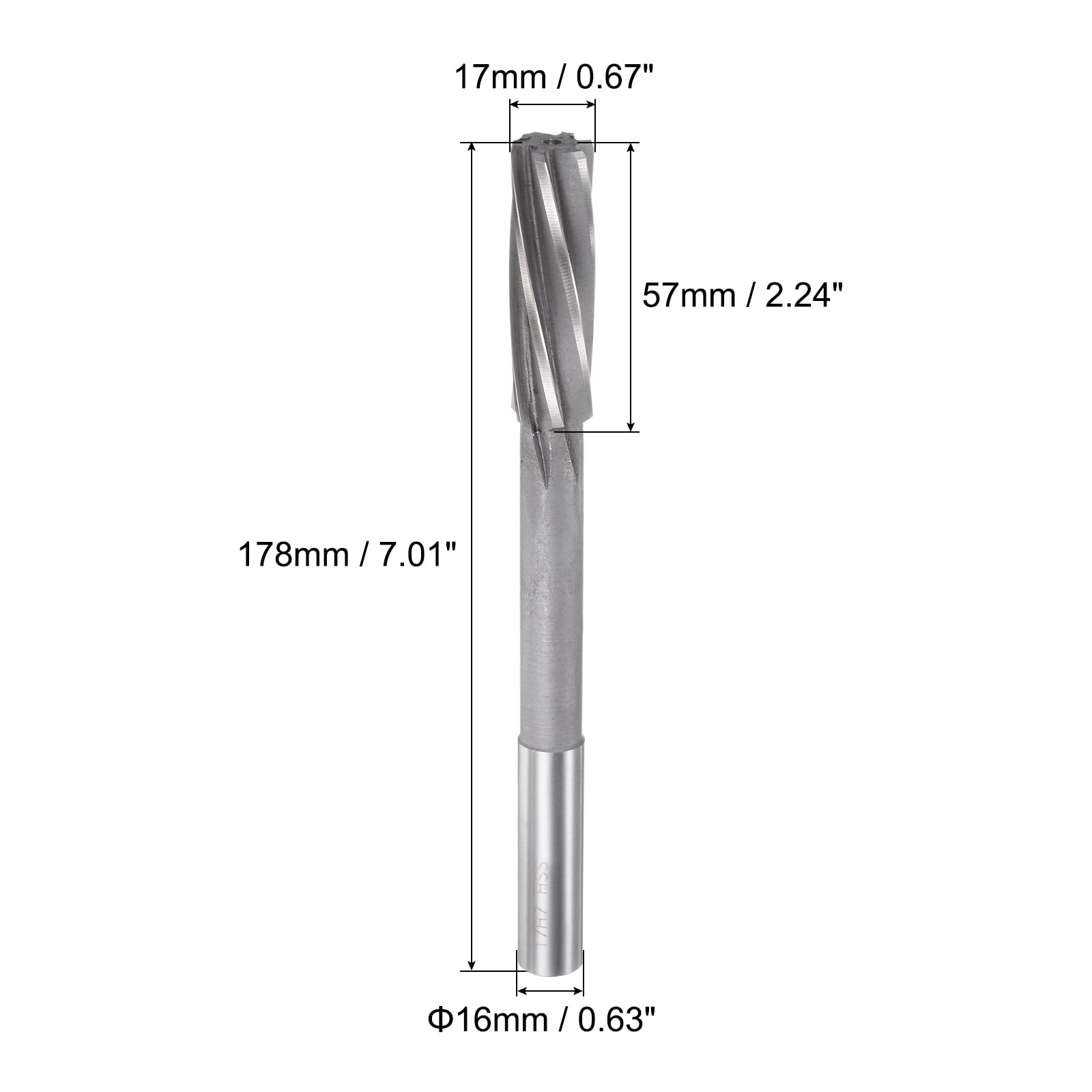 uxcell Chucking Alesatori, 17mm H7 4241 Ad Alta Velocità Acciaio Spirale Flauti Tornio Macchina Alesatore Fresa