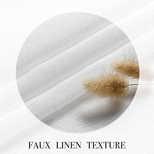 Wubodti 80 Inch Sheer Curtains Off White Linen Textured Voile For Doorway Closet Door, Rod Pocket Semi Sheer Solid Privacy Window Curtain Drapes For Sliding Door Room Divider Farmhouse Bedroom, 1 Pc #TOP4