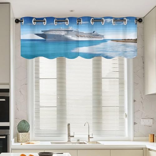 Cortinas opacas con cenefa para ventana de dormitorio con bolsillo 4