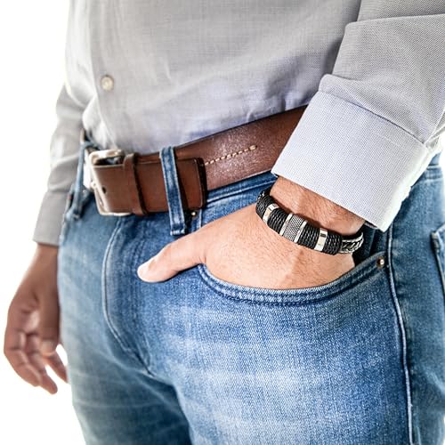 Image of SERASAR Premium Leather Bracelet Men | Stainless Steel Magnetic Clasp | Three Colors | Jewelry Box Included