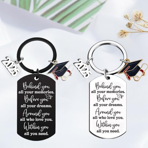 Image of 2025 Graduation Gifts for Her Him Class of 2025 Keychain for Middle High School Seniors College Master Degree Phd