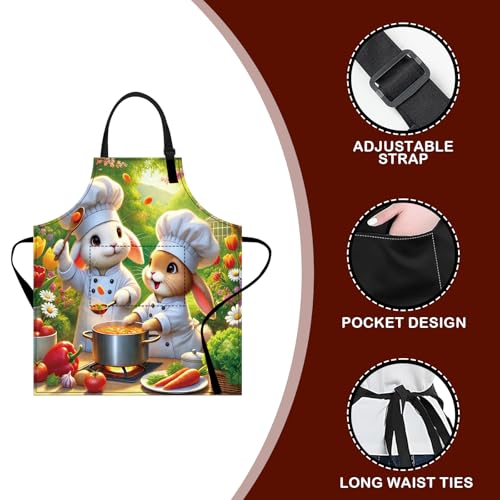Image of Nuxovilar Decorative Kitchen Apron, 26.77x30.70 Inch Polyester Cooking Wearable Cover